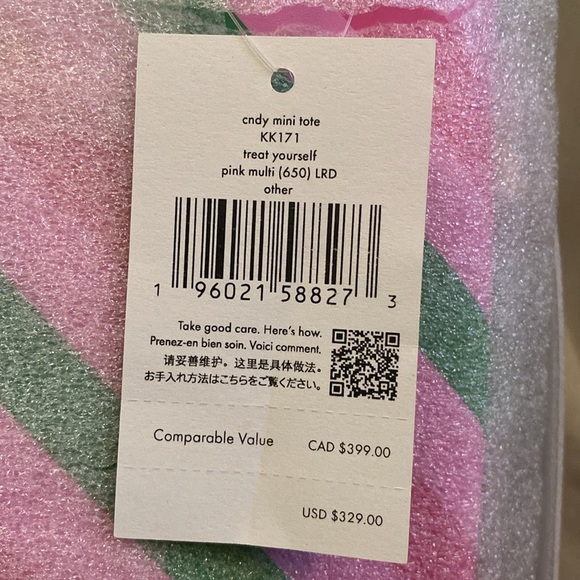🩷♠️💚KATE SPADE🩷♠️💚Pink Multi Treat Yourself Bubble Gum Mini Tote/NWT - Picture 9 of 9